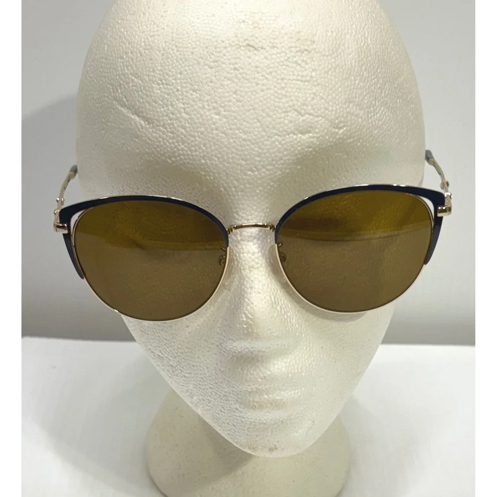 Escada SESB16S Womens Sunglasses Navy Blue Gold Rhinestone Italy 57-17-140